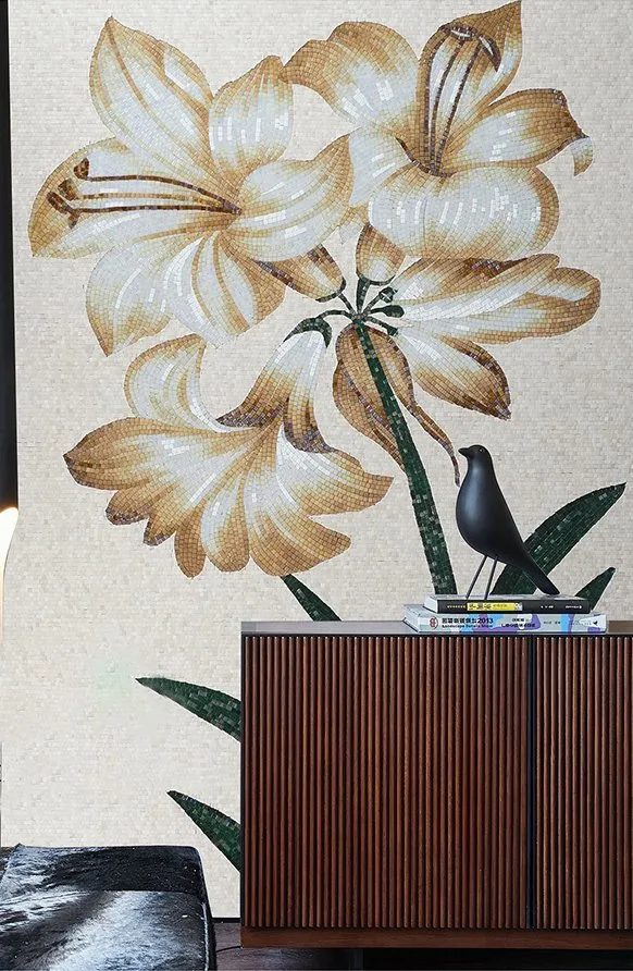 Цветочные красивые художественные фотографии, стеклянная плитка ручной работы, мозаичная роспись